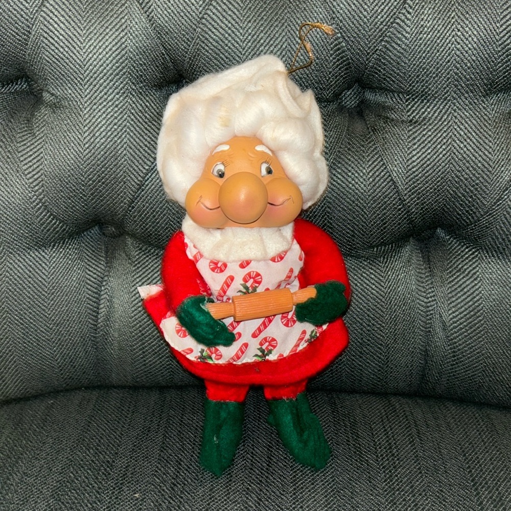 Santa's Best vintage Mrs Claus Plush‎ Doll Santakins Ornament Christmas 9 inches